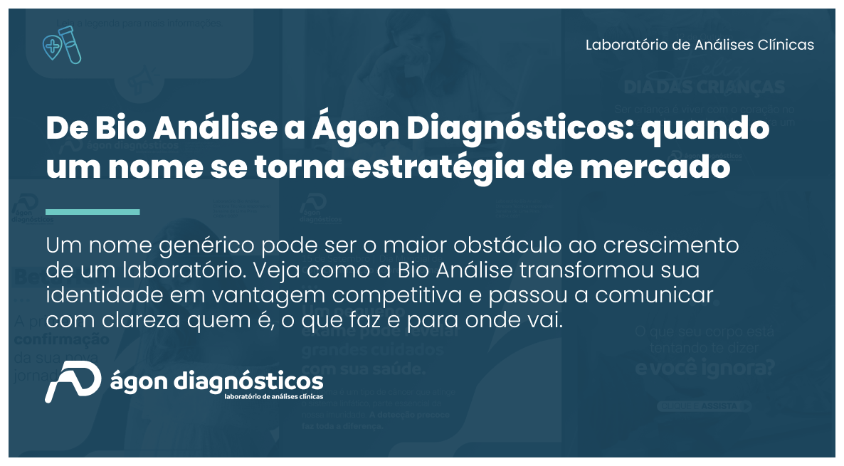 Com anos de tradição e confiança regional, o laboratório já tinha a essência. Faltava uma marca à altura. A Ágon Diagnósticos nasceu desse movimento: moderno, estratégico e preparado para crescer sem abrir mão do que sempre funcionou.