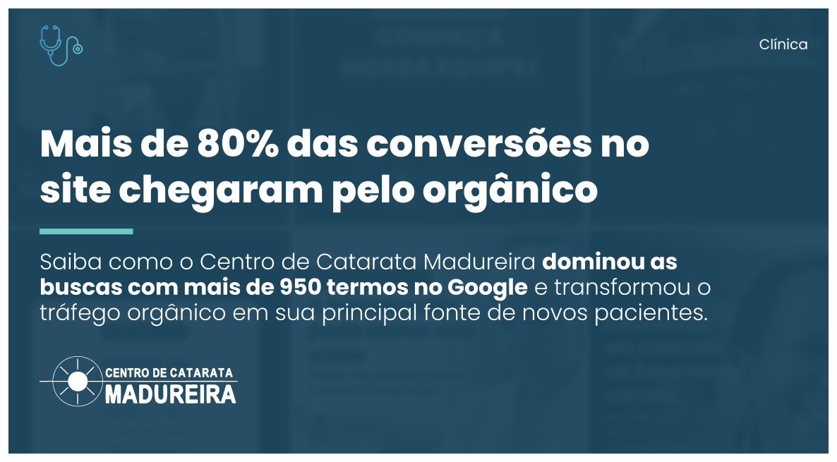 Em 21 anos de atuação, o Centro de Catarata Madureira se tornou a referência em catarata na zona norte do Rio de Janeiro. Uma instituição com essa trajetória merecia uma presença digital igualmente forte. E foi isso que construímos juntos.